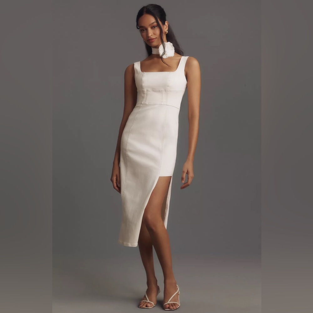 Pilcro Corsage Square-Neck Midi Dress